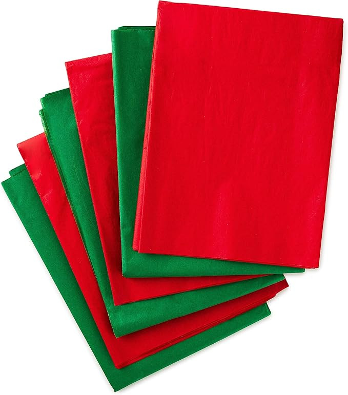 Hallmark Red and Green Bulk Tissue Paper for Gift Wrapping (100 Sheets) for Gift Bags, Christmas ... | Amazon (US)