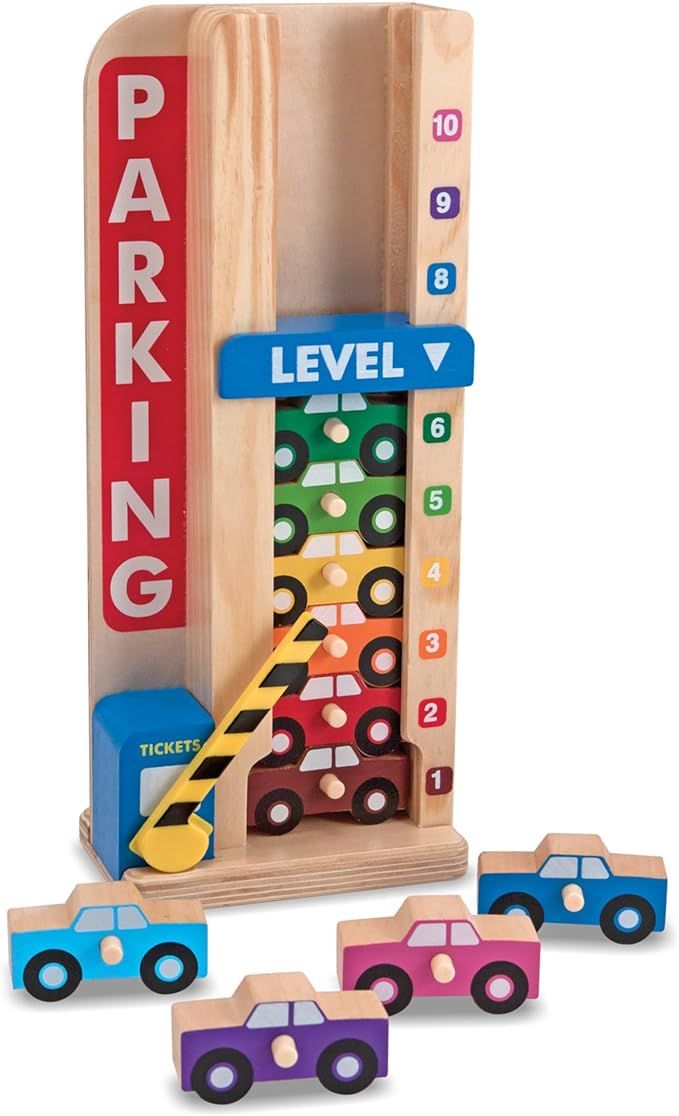 Melissa & Doug Stack & Count Wooden Parking Garage With 10 Cars | Amazon (US)
