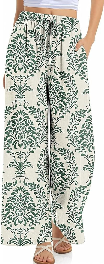 TARSE Women Linen Palazzo Pants Summer Wide Leg Casual Lounge Pant 2026 Beach Travel Vacation Out... | Amazon (US)