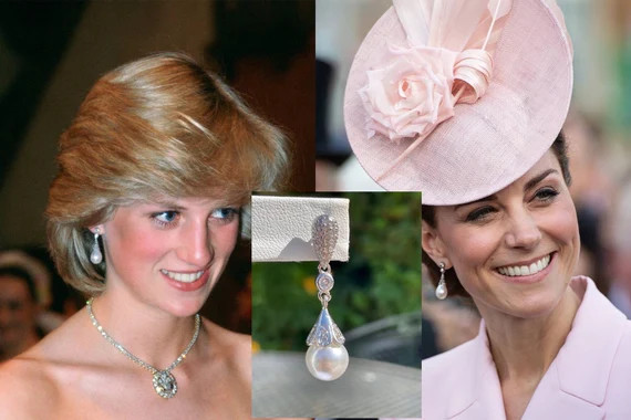 Kate Middleton Princess Diana Diamond Pearl Drop Earrings | Etsy | Etsy (US)