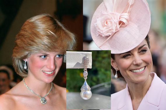 Kate Middleton Princess Diana Diamond Pearl Drop Earrings | Etsy | Etsy (US)