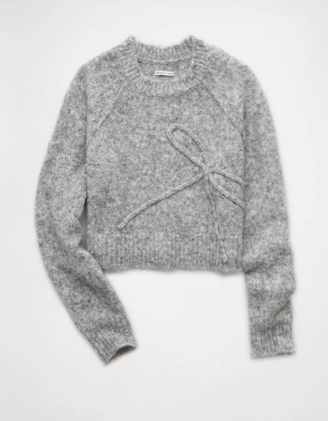 AE Cropped Crew Neck Bow Sweater | American Eagle Outfitters (US & CA)