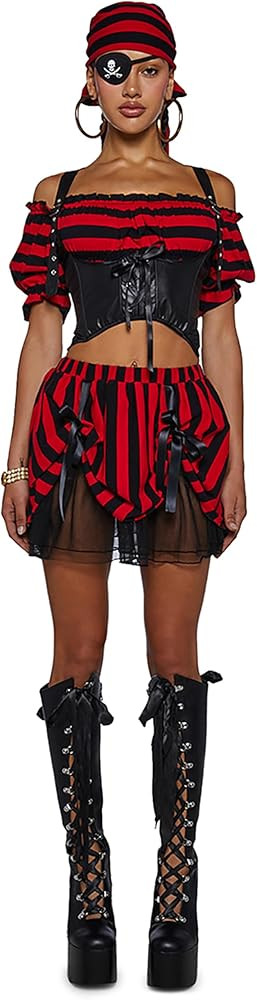Dolls Kill Pirate Maiden Costume - Captain Ren-Fair Striped Outfit by Trickz N' Treatz | Amazon (US)