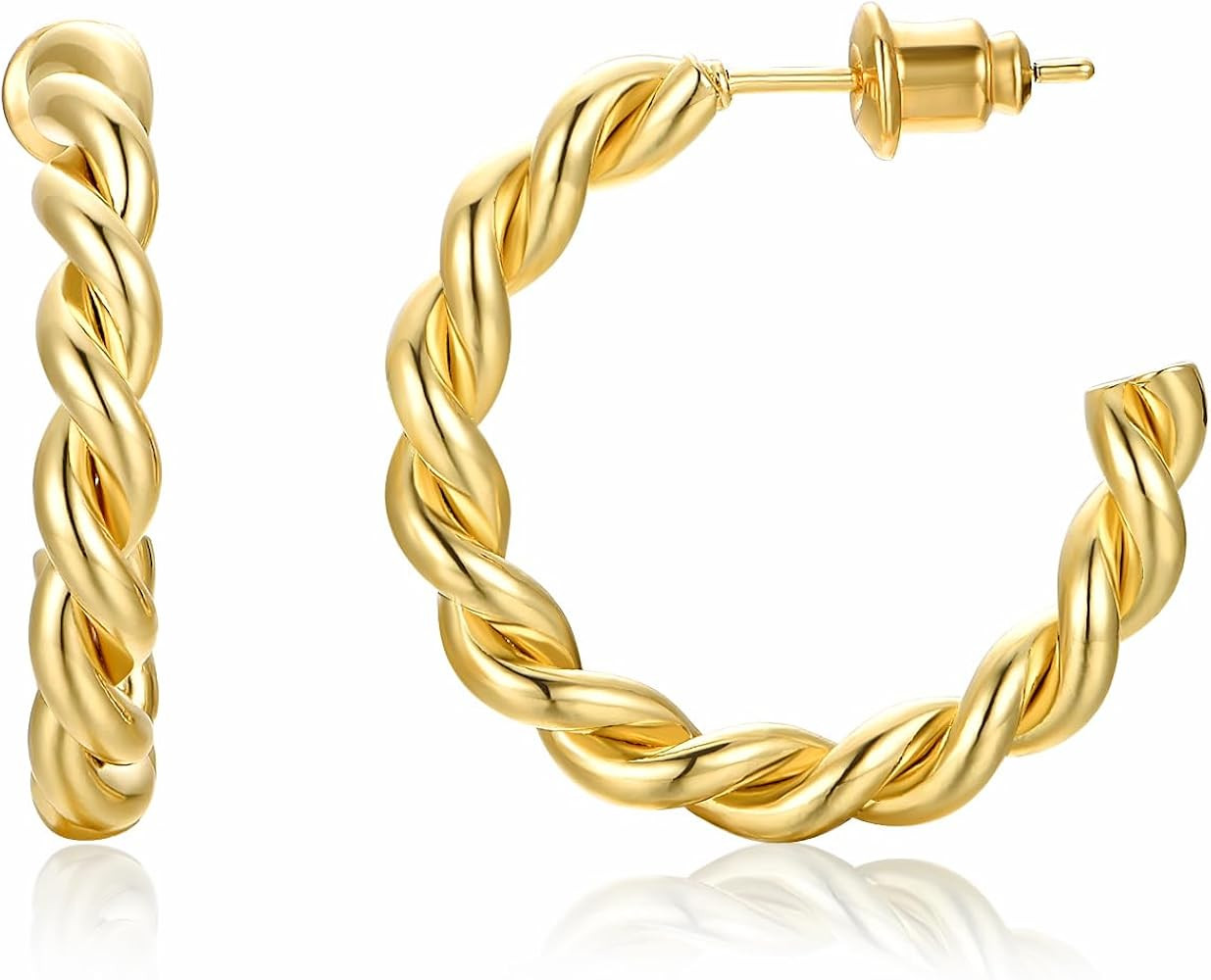 Cocadant Sterling Silver Hoop Earrings for Women,14K Real Gold Plated Hypoallergenic Hoop Earring... | Amazon (US)