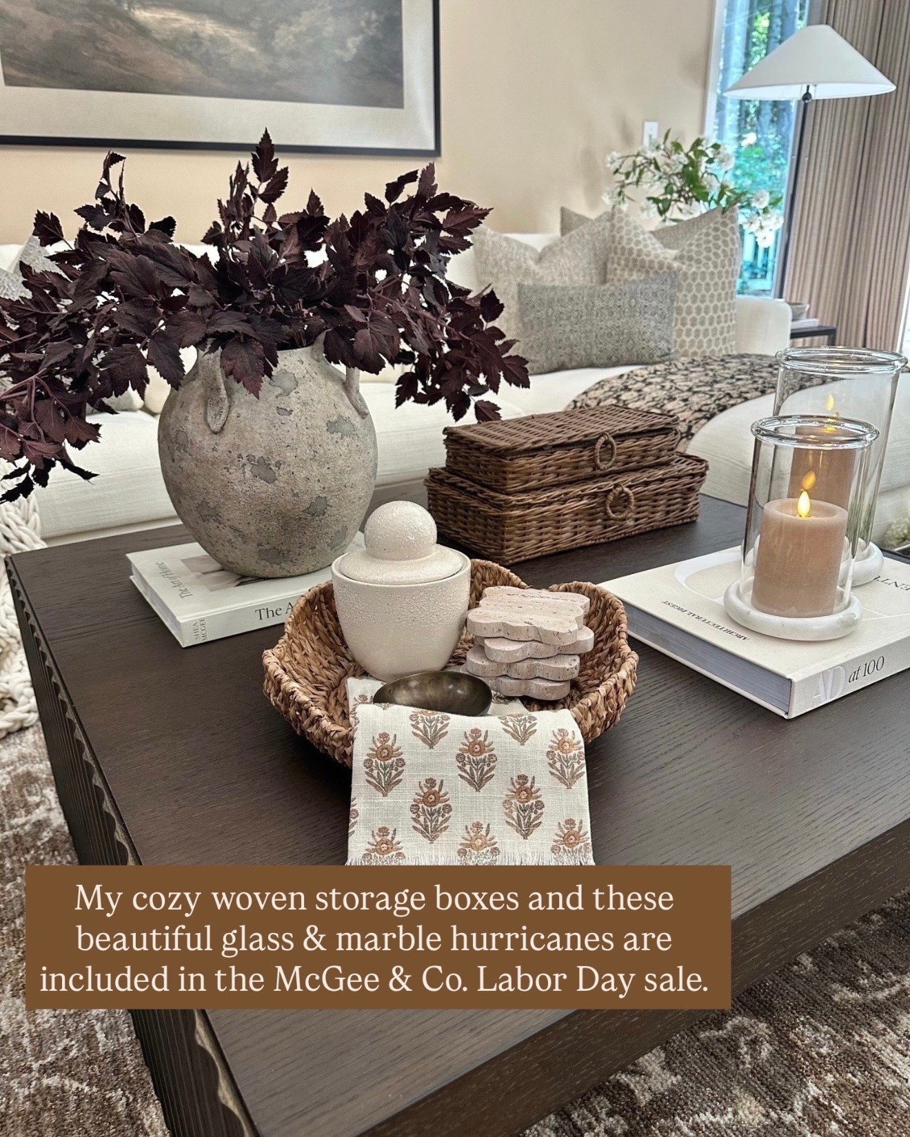 Cozy Coffee Table Favorites On Sale 🤎 A few of my favorite pieces from McGee & Co. are included in their Labor Day Sale! The woven storage boxes add the prettiest warmth and texture while keeping things tucked away, and these glass + marble hurricanes create such a beautiful cozy glow. I love pieces like these that are functional but still make a space feel collected and inviting.

#LTKHome #LTKSaleAlert #LTKFinds #McGeeAndCo #LaborDaySale #HomeDecor #CoffeeTableDecor #LivingRoomDecor #NeutralHome #CozyHome #ModernOrganic #OrganicModern #DesignerInspired #HomeDecorFinds #CoffeeTableStyling #FallHomeDecor #FallDecor #CozyDecor #WovenDecor #HomeInspo

#LTKSeasonal #LTKHome #LTKSaleAlert