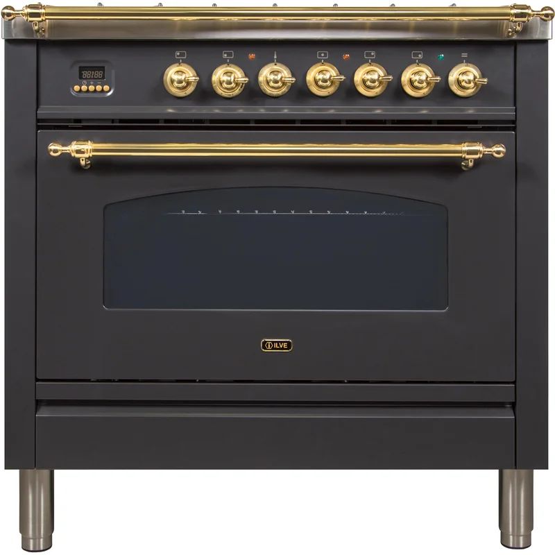 ILVE Nostalgie 36" 3.55 Cubic Feet Dual Fuel Freestanding Convection Range | Wayfair North America