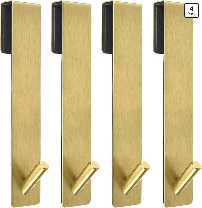 Shower Door Hooks (4 Pcs), 304 Stainless Steel, 7.5x1.18in, Gold, Frameless Glass Door Towel Stor... | Amazon (US)