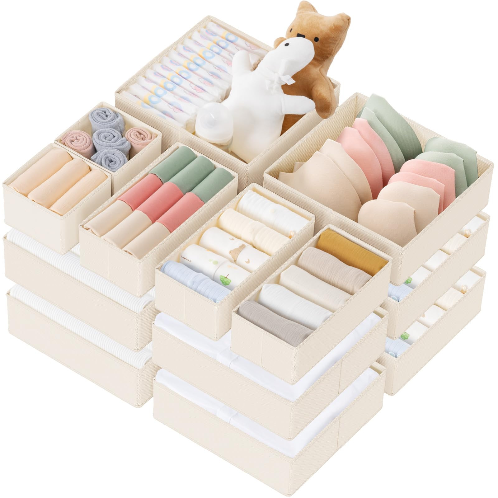 Criusia Drawer Organizer Clothes, 21 Pack Dresser Organizer for Baby Clothes, Underwear, Sock - F... | Amazon (US)