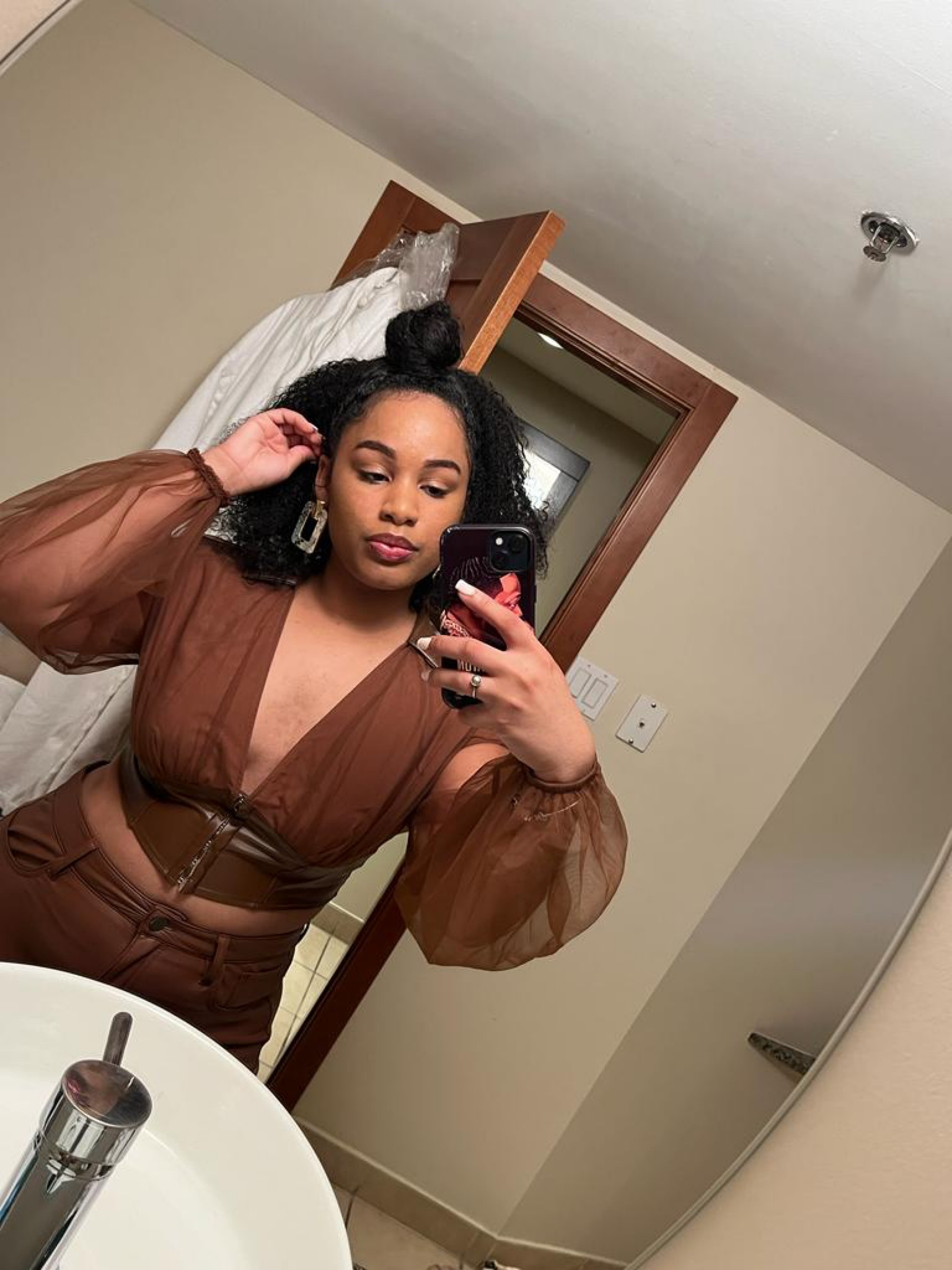 Think I found the perfect brown sheer top 😍 #blackgirlfashion #sheeroutfit #fashion #ootd #sheinfavs