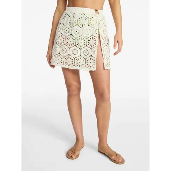 Time and Tru Women's and Women's Plus Size Palm Crochet Coverup Skirt, Sizes XS-3X | Walmart (US)