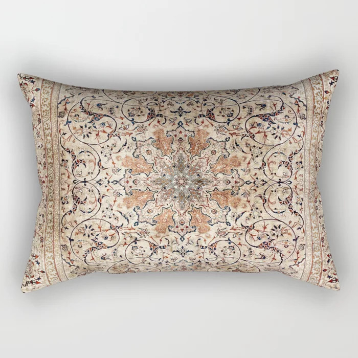 Silk Esfahan Persian Carpet Print Rectangular Pillow | Society6