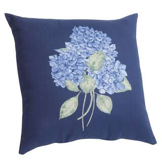 18 in. x 18 in. Outdoor Patio Throw Pillow in Blue Hydrangea | The Home Depot