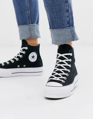 Converse Chuck Taylor All Star Hi canvas platform sneakers in black | ASOS (Global)