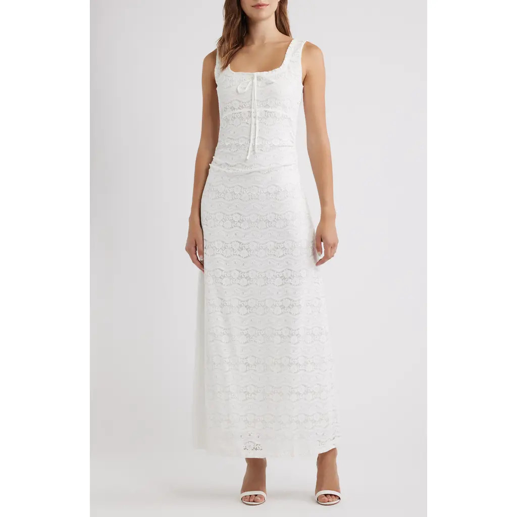 Hill House Home The Coraline Lace Maxi Dress in White at Nordstrom, Size Small | Nordstrom