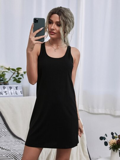 Solid Racer Back Tank Dress | SHEIN