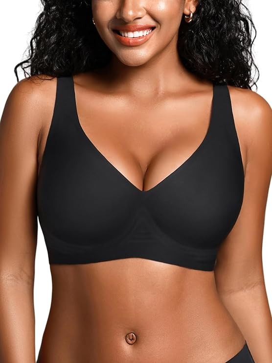Wireless Bras for Small Breasted Women - S-L Deep-V Jelly Seamless Bralette, Comfortable Padded T... | Amazon (US)