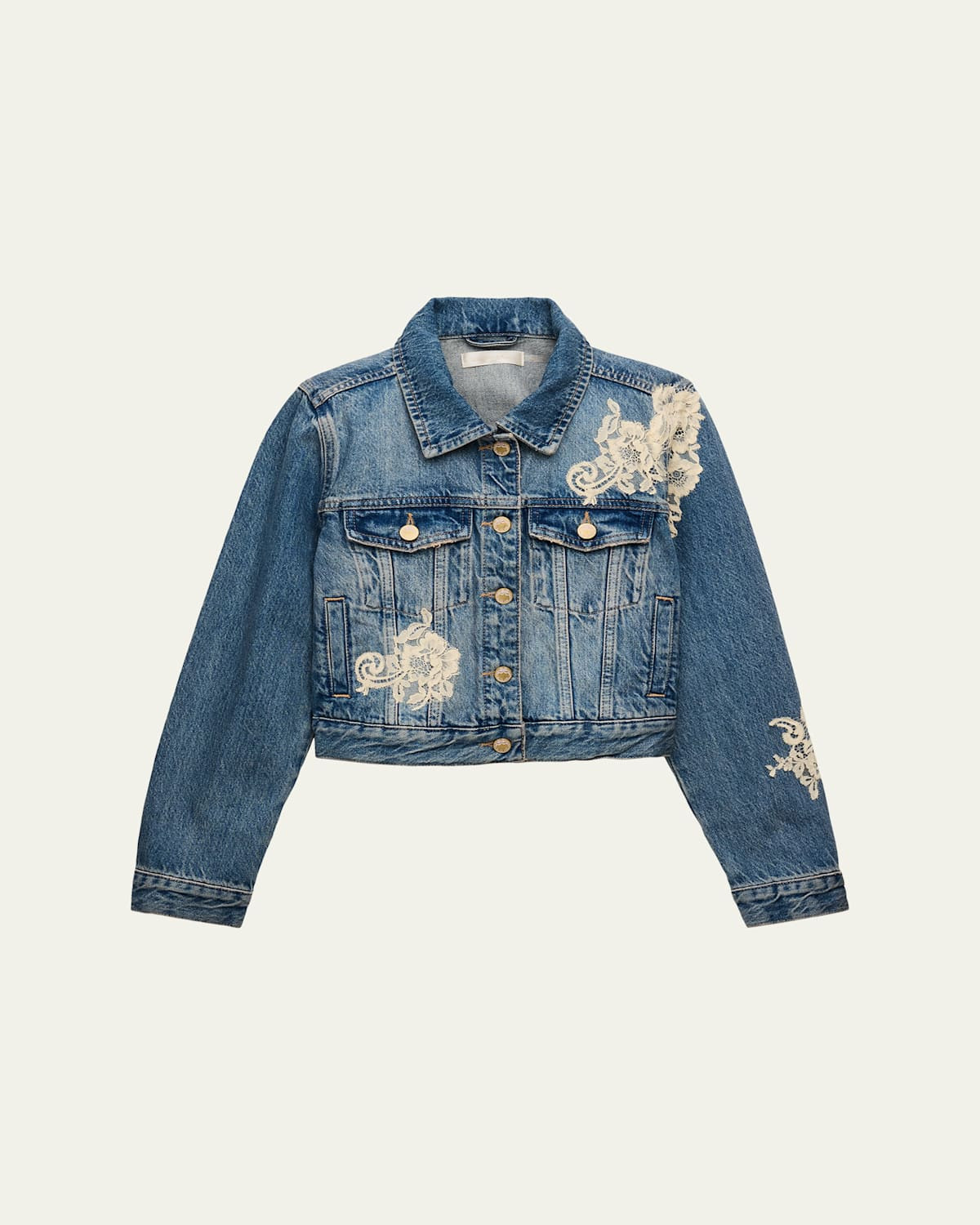 Girl's Tween Lavina Floral Applique Denim Jacket, Size 7-14 | Bergdorf Goodman