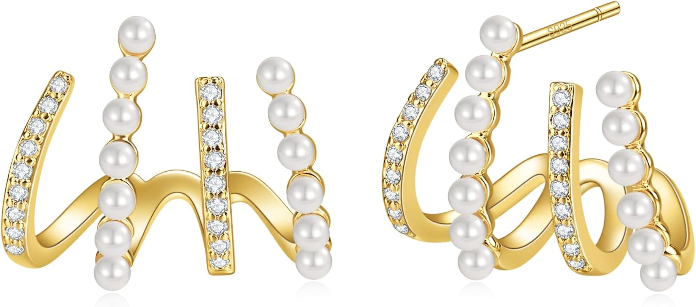 Sterling Silver Gold and Silver Cherry Blossom Women's Earrings PB NYWHJ Cubic Zirconia Earrings... | Amazon (US)