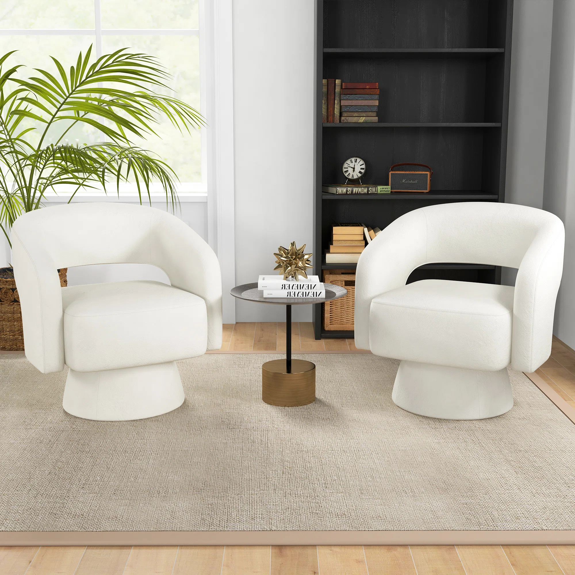 Bochovice 27.8'' Wide Modern Soft Wide Upholstered Swivel Barrel Chair (Set of 2) (Set of 2) | Wayfair North America