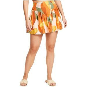 Fe Noel x Target Collab Linen Orange Yellow Green Mini Skirt 8 | Poshmark