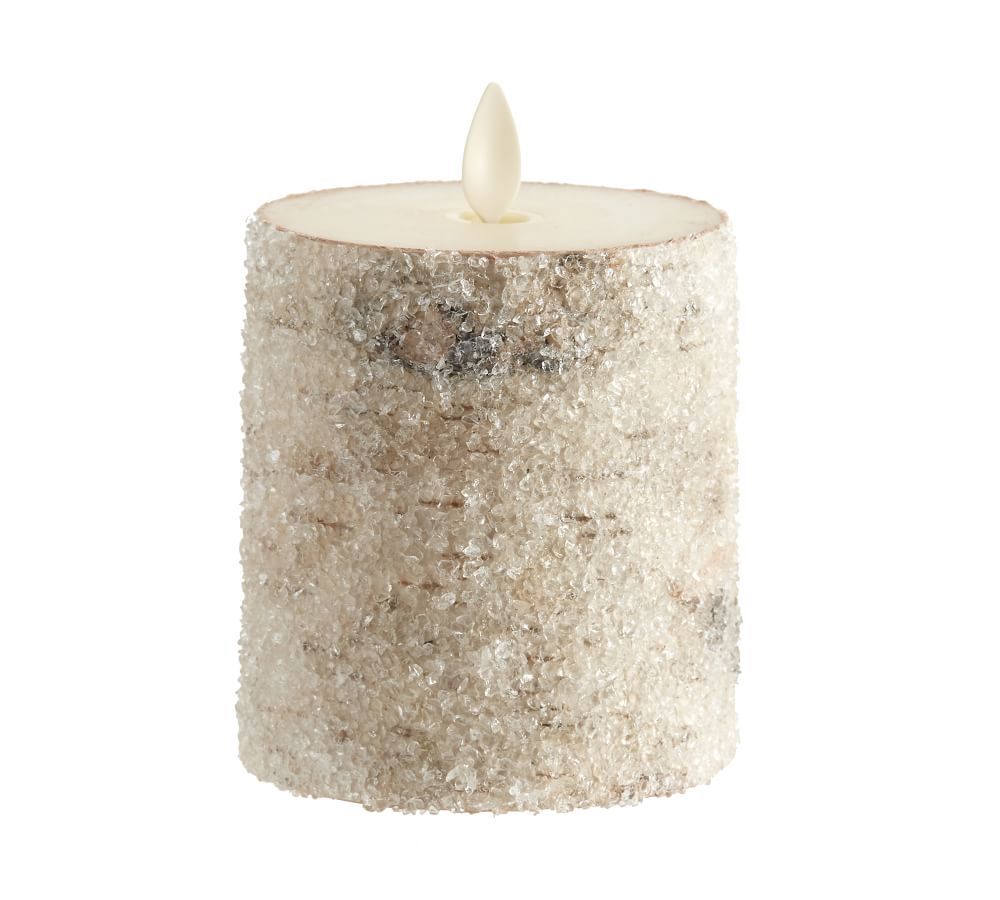 Premium Flickering Flameless Wax Pillar Candles - Sugared Birch | Pottery Barn (US)