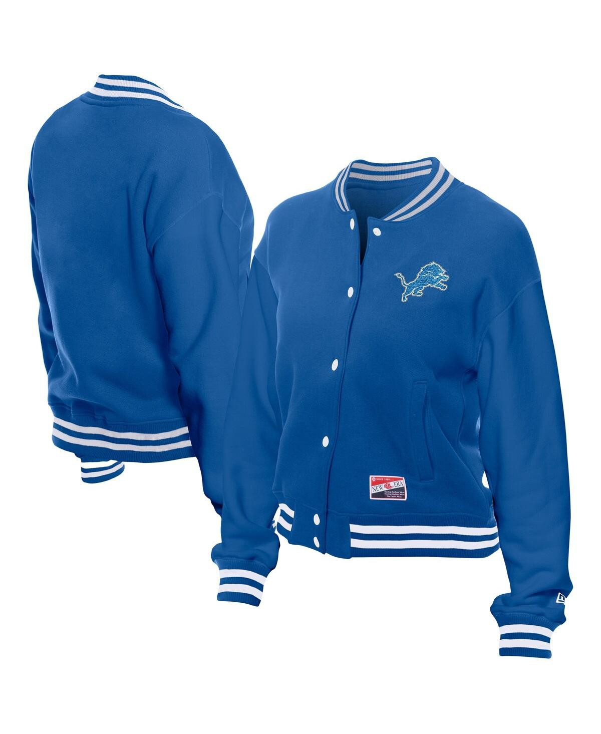 New Era Women's Blue Detroit Lions Throwback Fleece Full-Snap Jacket - Blue | Macy's