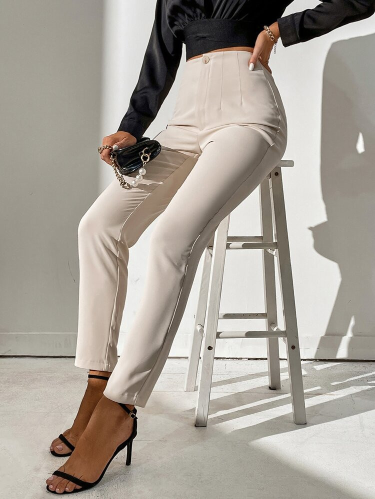 SHEIN Tall High Waist Plicated Detail Pants | SHEIN