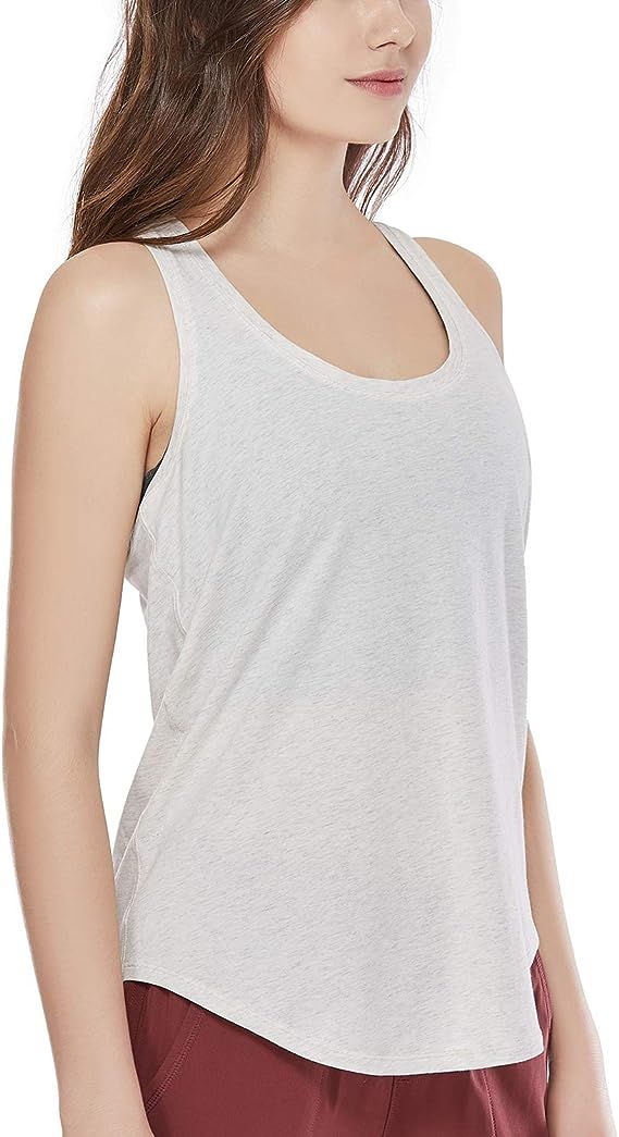 CRZ YOGA Women's Racerback Workout Tank Tops Loose Fit - Soft Pima Cotton Athletic Yoga Shirts Li... | Amazon (US)