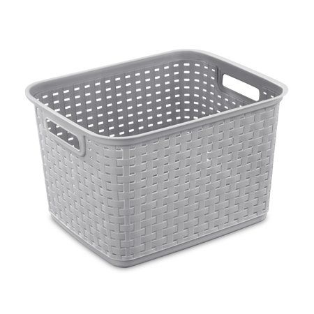Sterilite Tall Weave Storage Basket-15""X12.25""9.375"" Cement | Walmart (US)