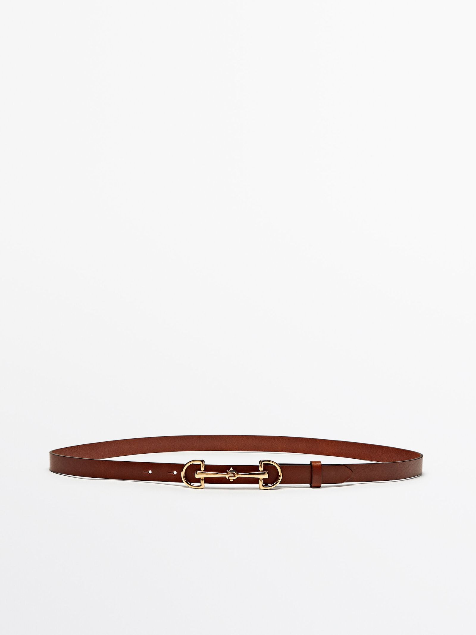 Leather belt with double long buckle | Massimo Dutti (US)