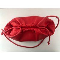 Red Lambskin Dumpling Bag Strap, Soft Leather Purse Clutch, Voluminous Cloud | Etsy (US)