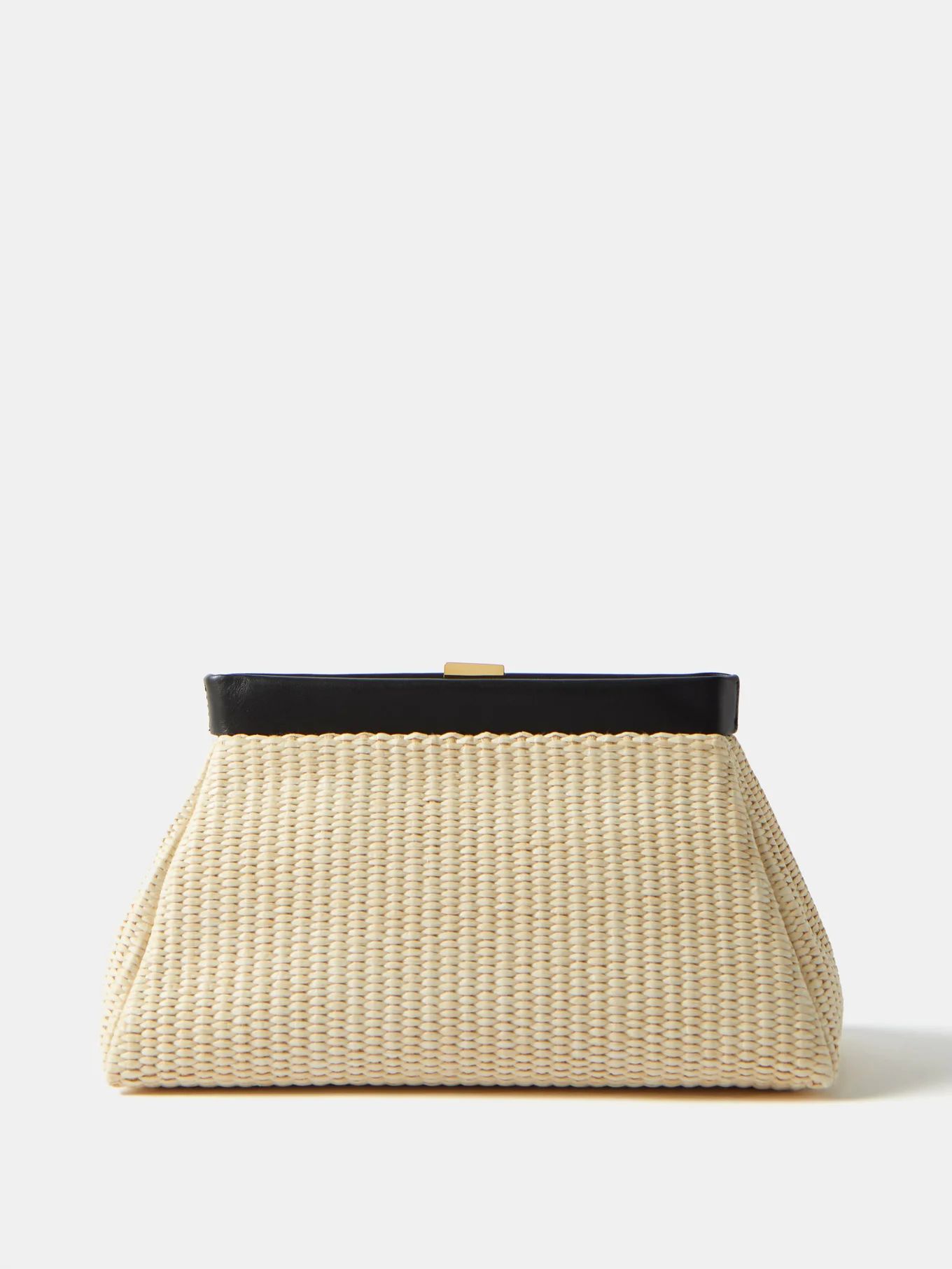 Cannes faux-raffia and leather clutch bag | Matches (US)