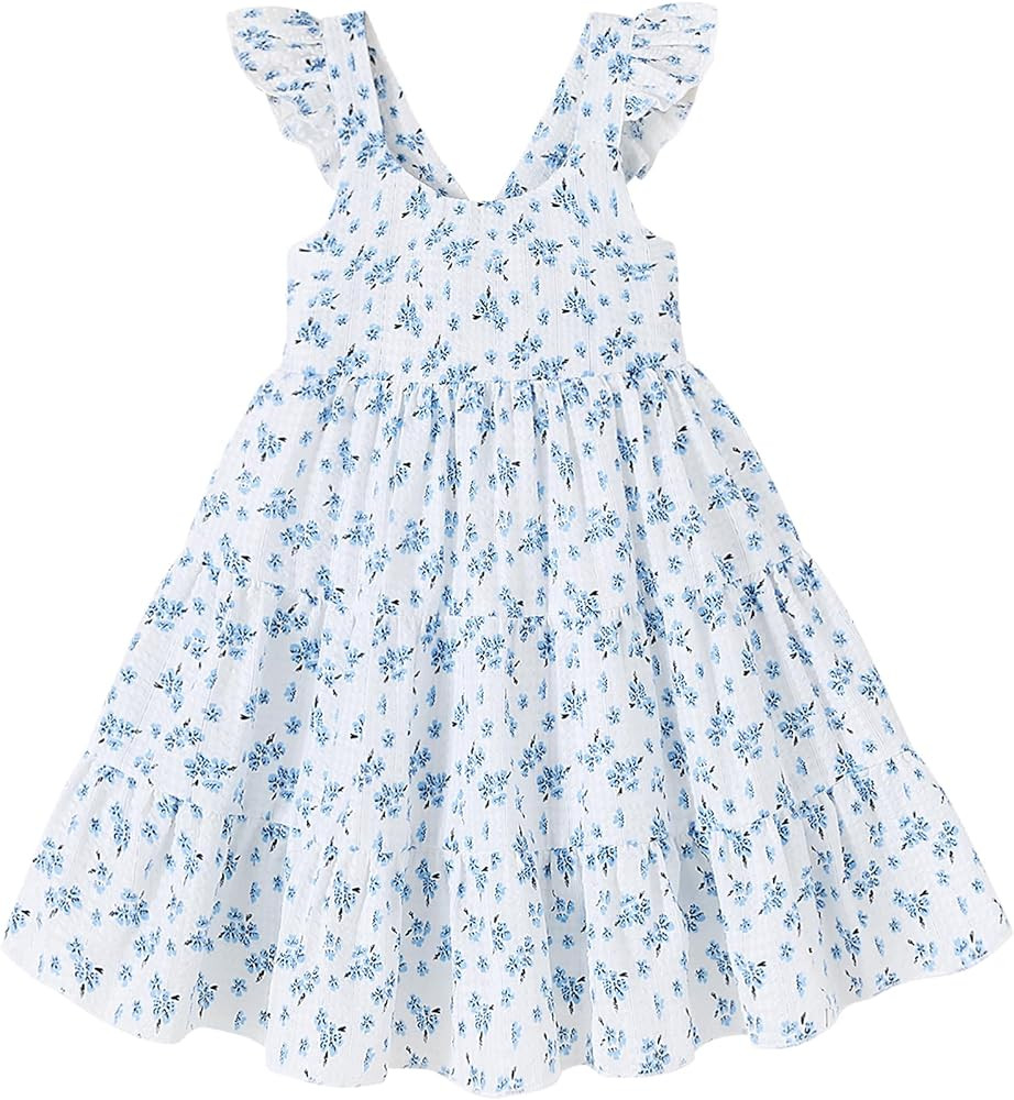 Kids Toddler Baby Girls Rainbow Dress Princess Sleeveless Beach Butterfly Sundress | Amazon (US)