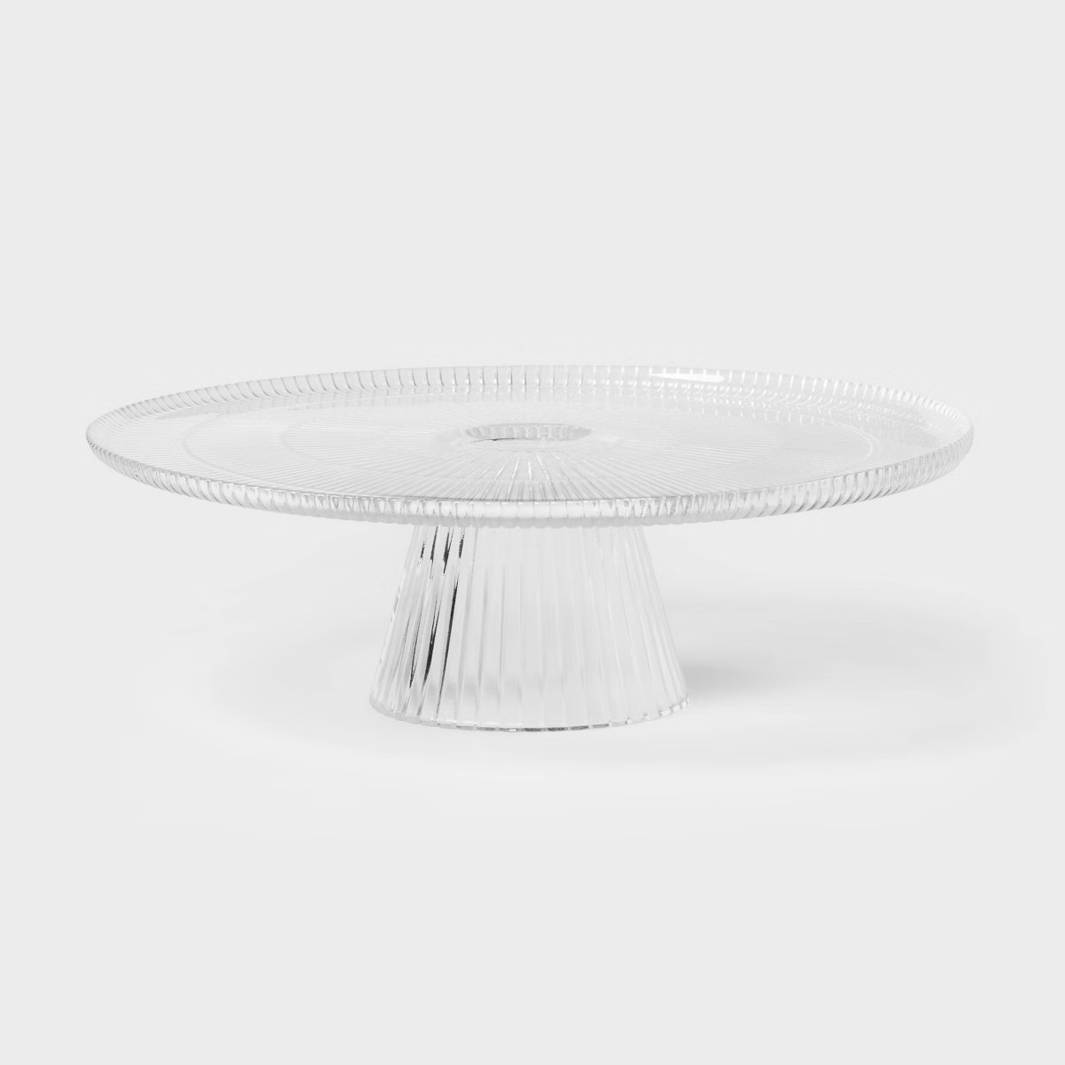 Ribbed Large Glass Cake Stand Clear - Threshold™: Handcrafted Round Dessert & Serving Stand, Di... | Target