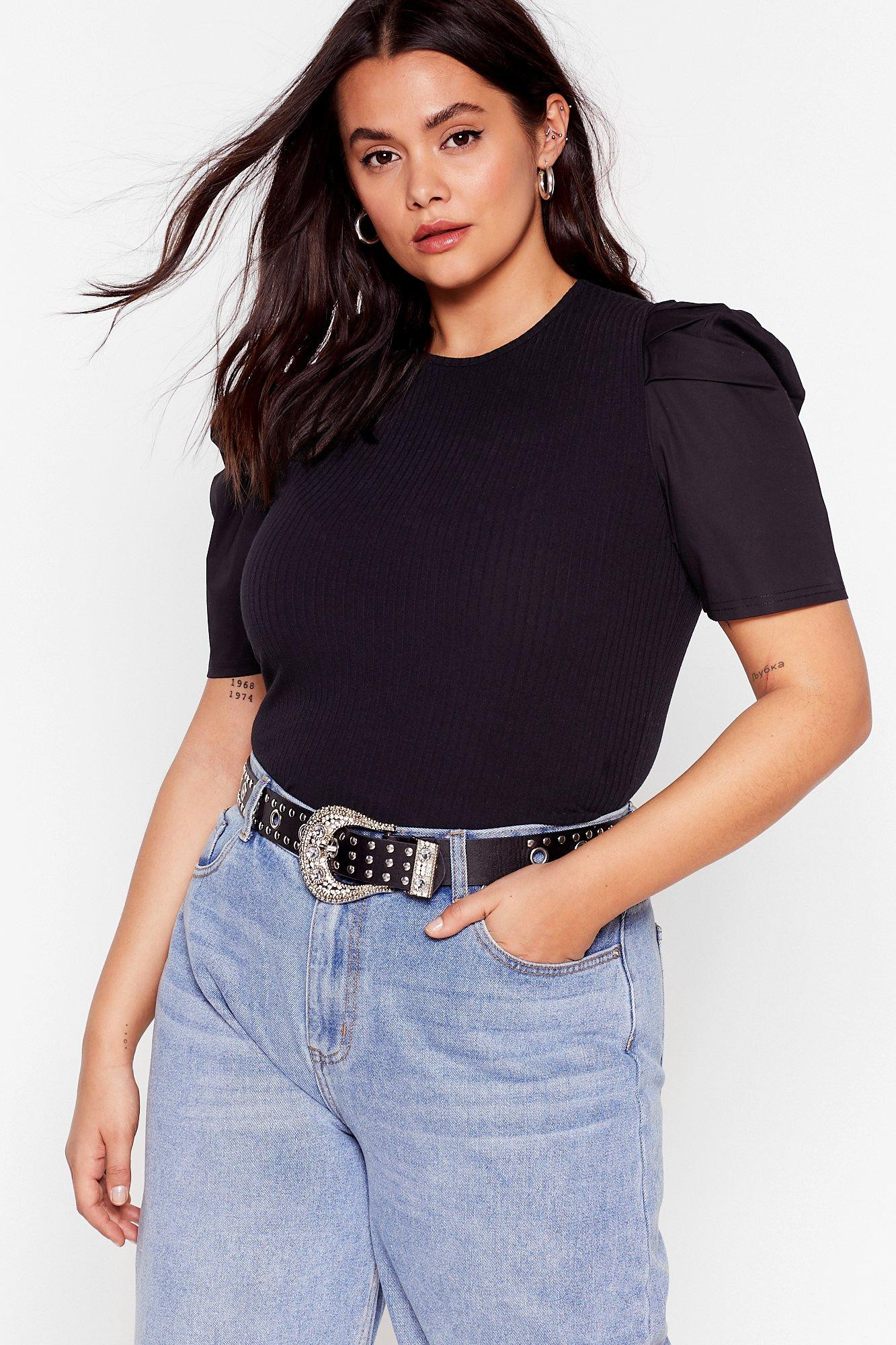 We Like It Puff Plus Ribbed Top | NastyGal (US & CA)