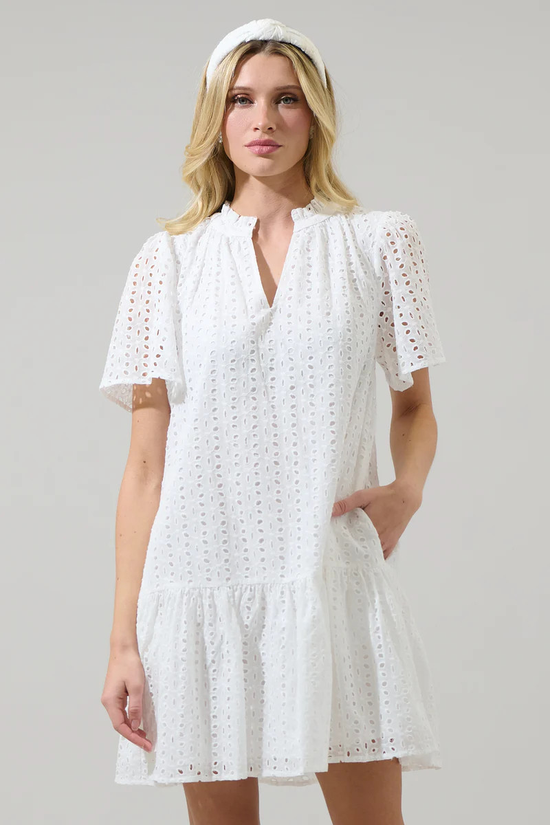 Azari Eyelet Shift Mini Dress | Sugarlips