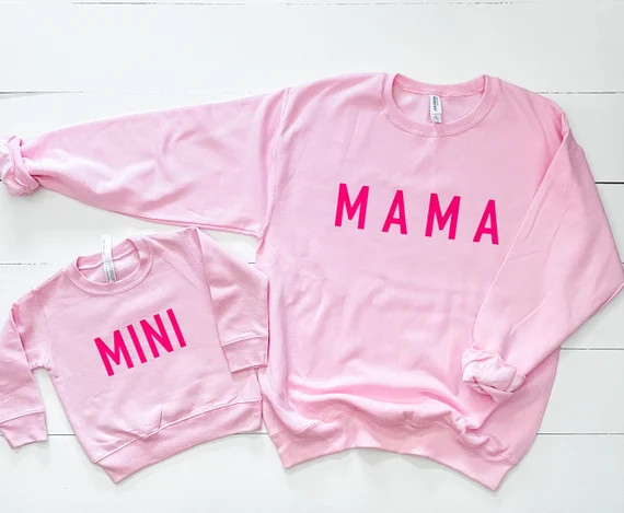 Mama and Mini Matching Sweatshirts in Pink  Cute  Fleece  | Etsy | Etsy (US)