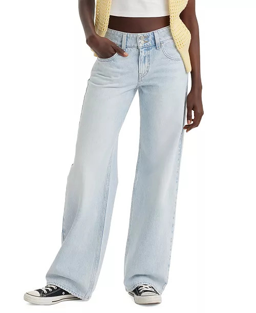 Women's Super-Low Double-Button Relaxed-Fit Denim Jean | Macy's