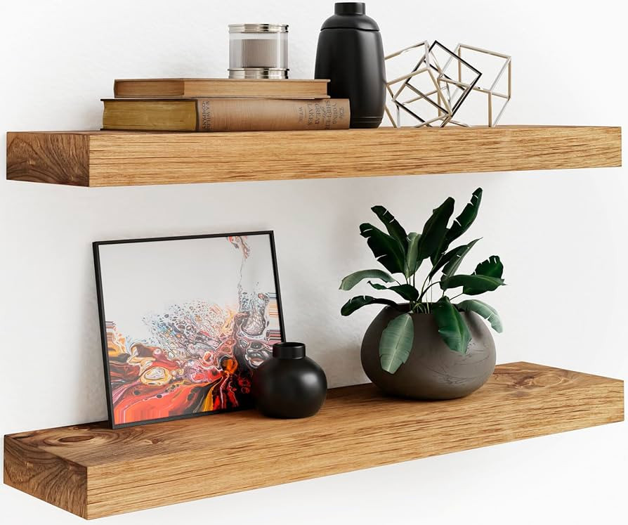 Imperative Décor Floating Wall Shelves Set of 2 - Functional & Rustic Wooden Shelve for Home Fur... | Amazon (US)