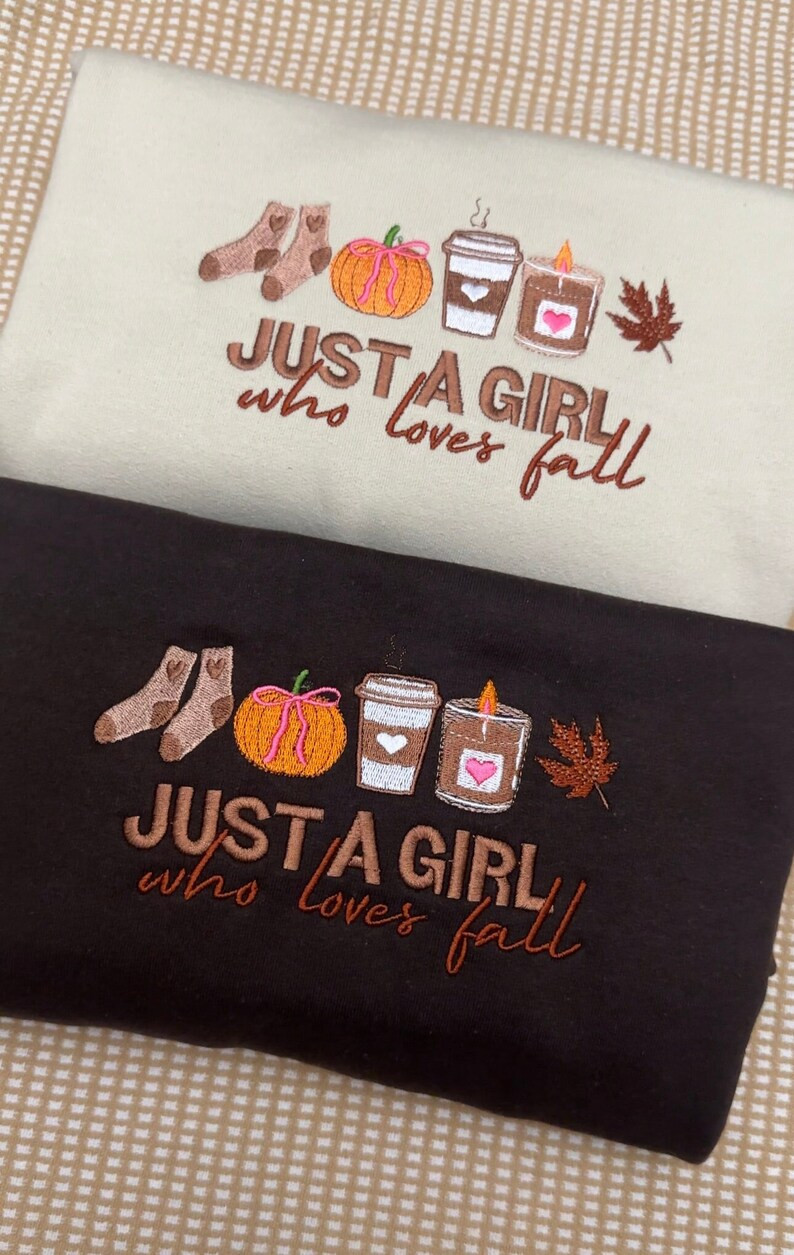 Just a Girl Who Loves Fall Embroidered Fall Sweatshirt, Sweater Weather, Fall Sweatshirt, Fall Cr... | Etsy (US)