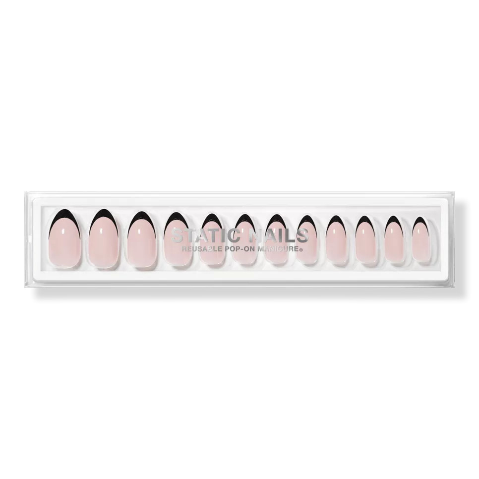 Static NailsBlack French Almond Reusable Pop-On Manicures | Ulta