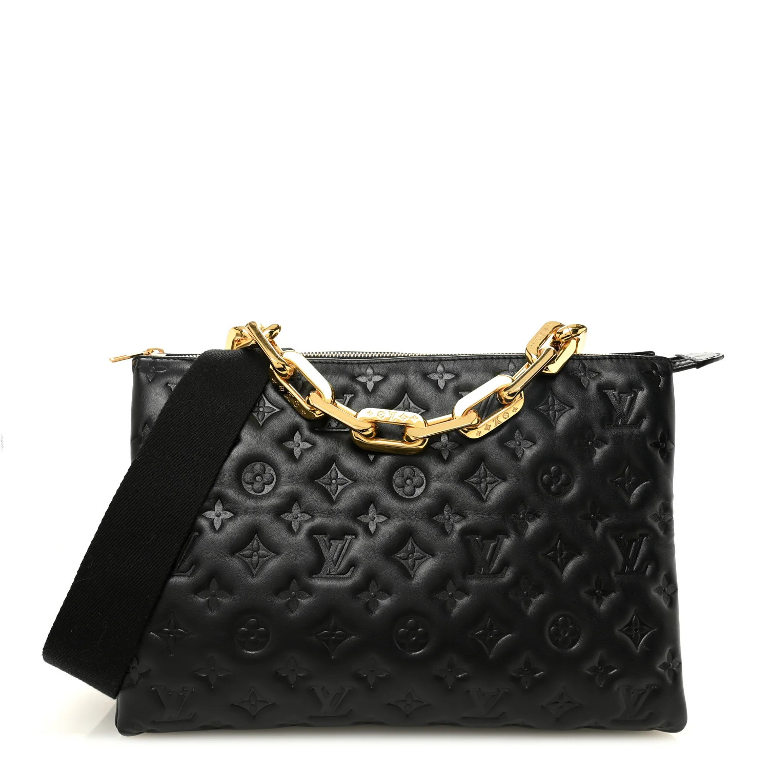 Lambskin Embossed Monogram Coussin MM Black | FASHIONPHILE (US)