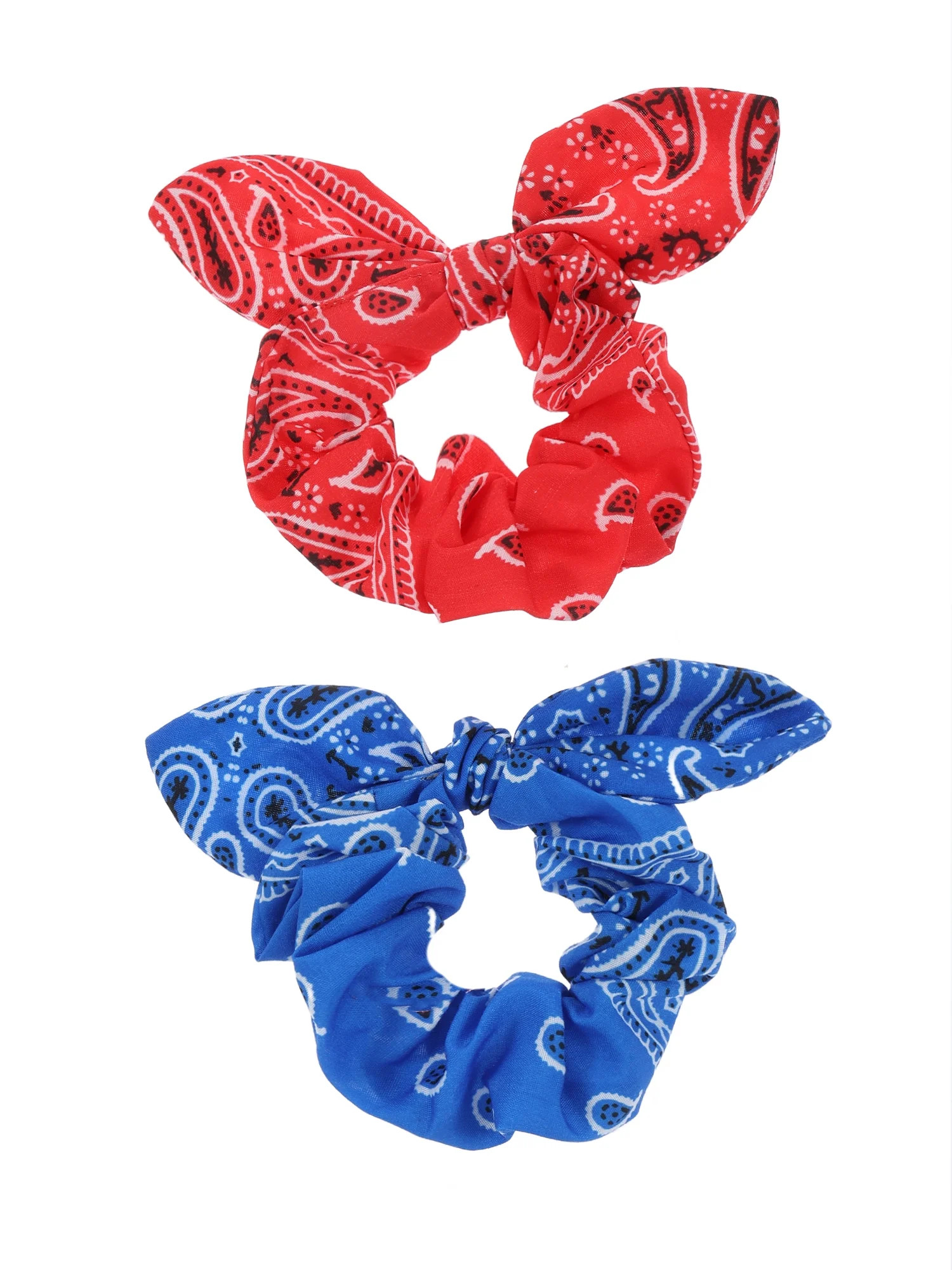 Way to Celebrate Americana Red and Blue Bandana Print Scrunchie Set - Walmart.com | Walmart (US)