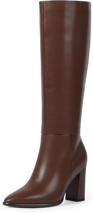 Knee High Boots Women Pointed Toe Chunky Heel Fall Tall Boots Side Zipper Long Boots for Women | Amazon (US)