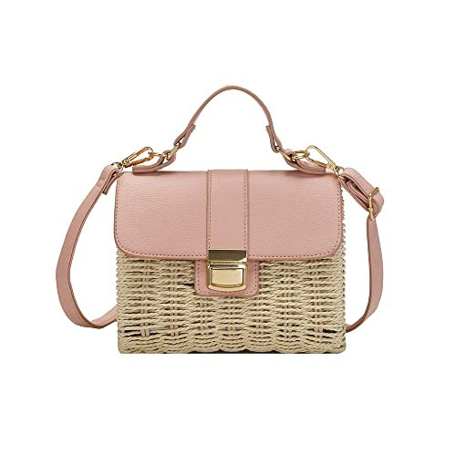 Small Straw Crossbody Bags for Women, Rattan Woven Top Handle Handbag Summer Beach Envelope Purse Shoulder Bag (Beige) | Amazon (US)
