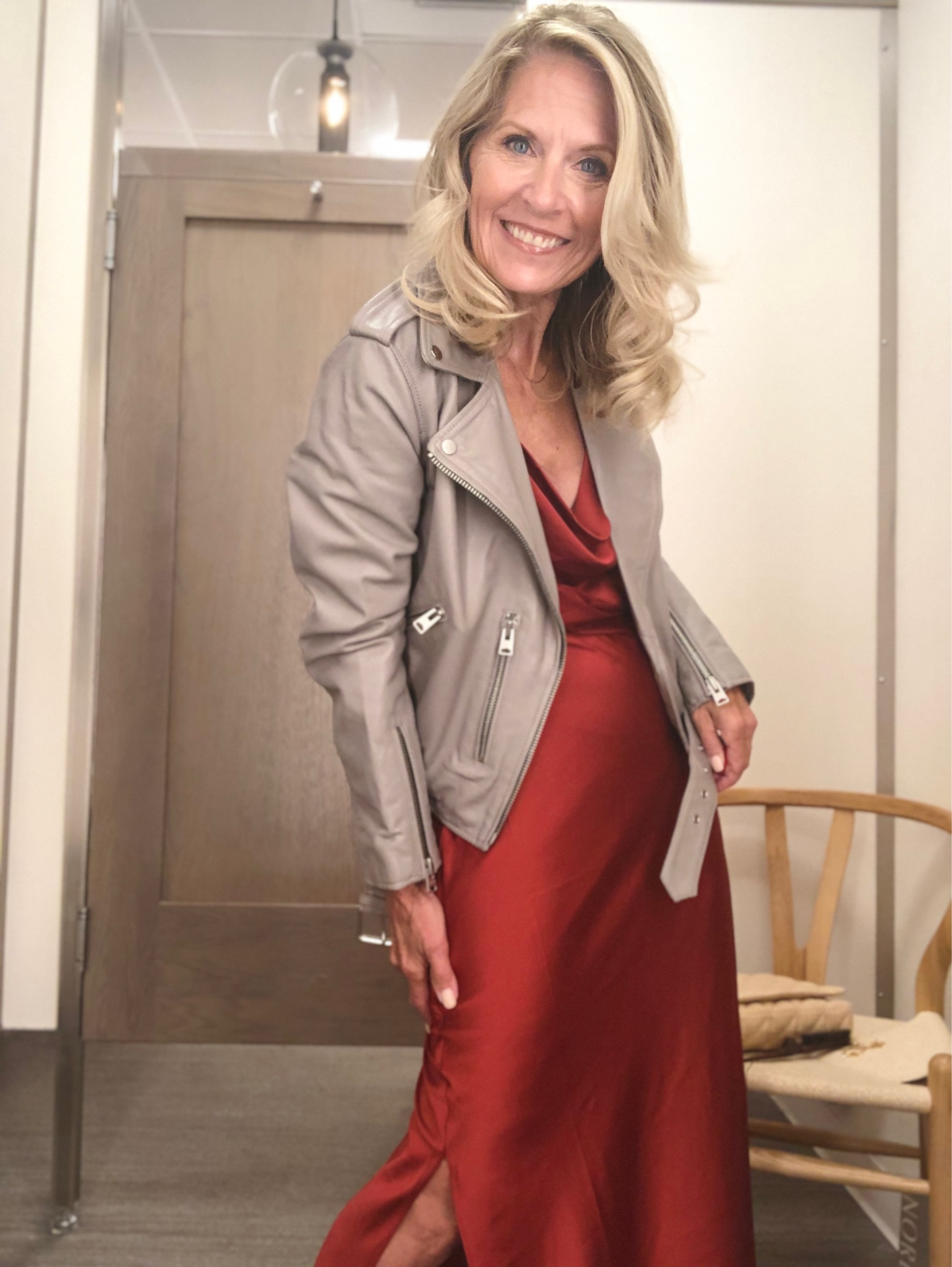 Red will definitely be strong for fall and this slip dress is absolutely gorgeous with this grey leather jacket!

Follow me {Deborahsorlie} for more 50+ style inspiration.

#LTKstyletip #LTKSeasonal #LTKsalealert