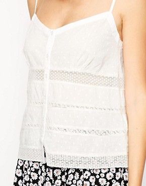 ASOS TALL Lace Insert Cami in Cotton Dobby | ASOS UK