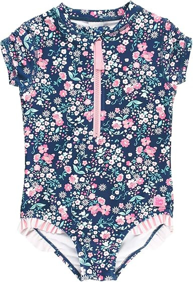 RuffleButts® Girls One Piece Rash Guard Baby Swimsuit UPF 50+ Sun Protection | Amazon (US)