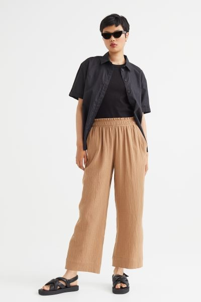 Crinkled cotton trousers | H&M (UK, MY, IN, SG, PH, TW, HK)
