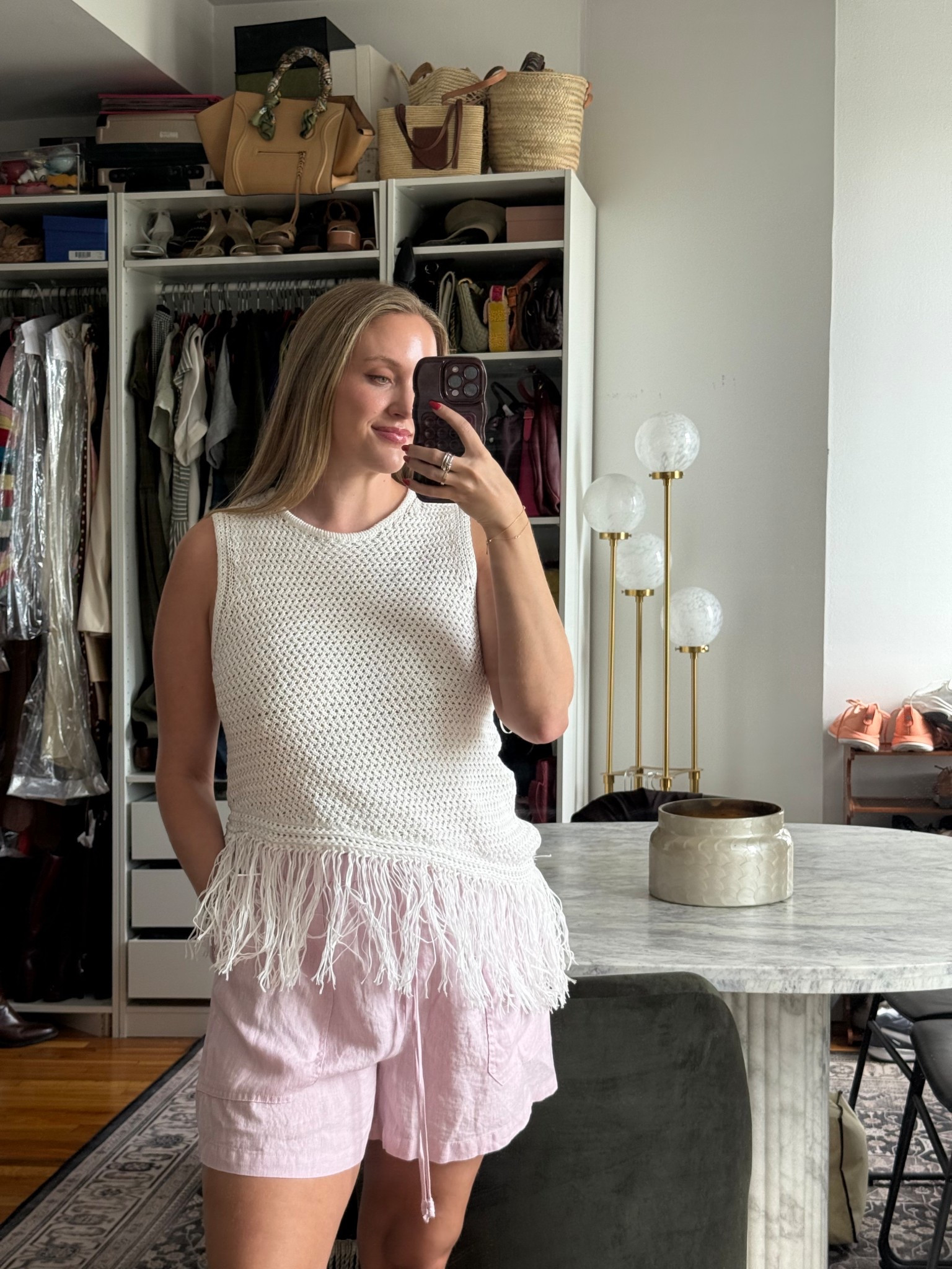 This combo! Love this fringe assymetric top and pink linen short combo 

#LTKTall #LTKootd #LTKMidsize